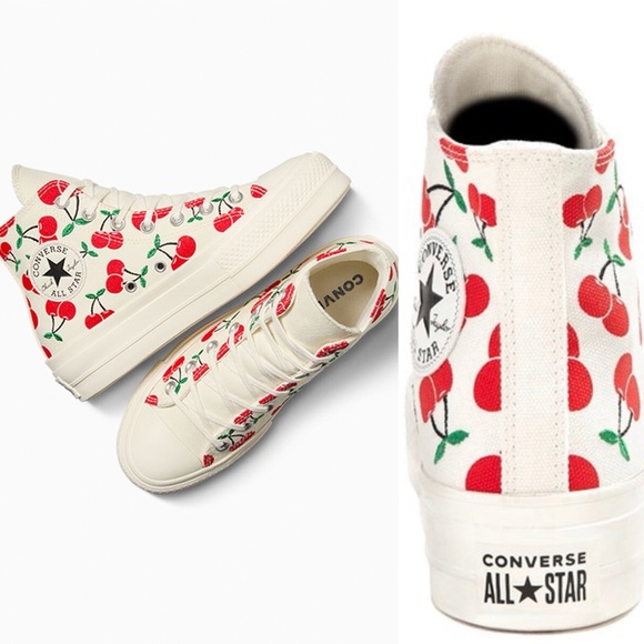 NEW CONVERSE FREE PEOPLE ALL STAR LIFT PLATFORMS CHERRIES